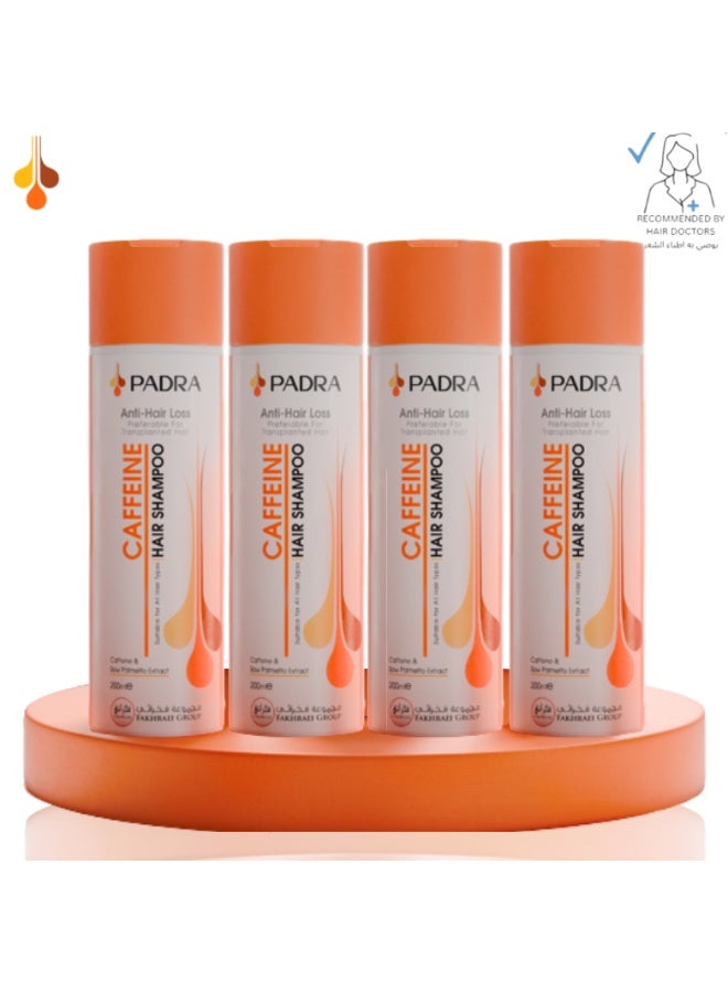 Padra Caffeine Shampoo for Hair Loss & Strengthening – Professional Care | 4 Pack - Image 1